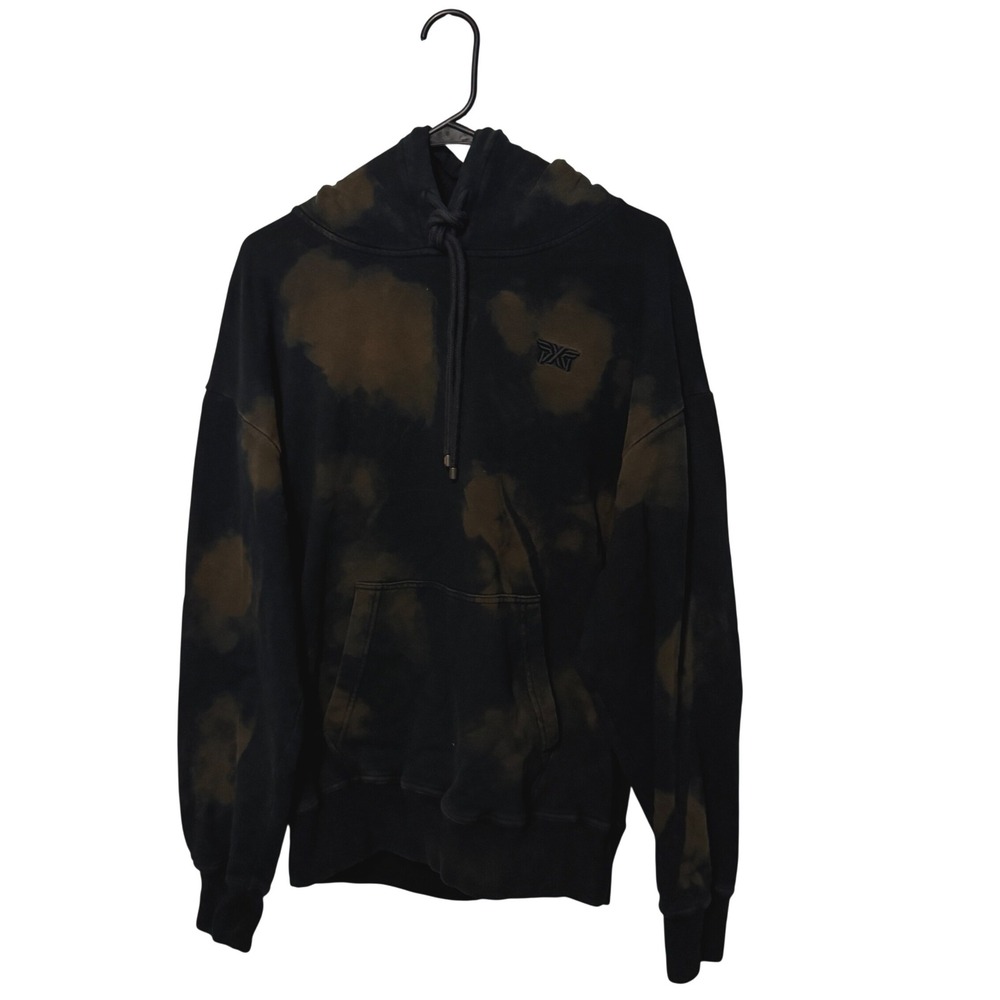 PXG Hoodie Mens Small Black Brown Tie Dye Camo Logo Parsons Xtreme Golf Pullover